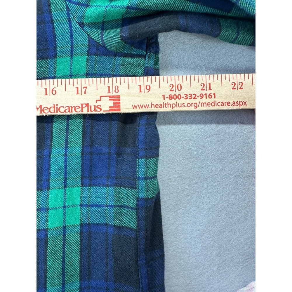 Lands End Womens Small P Blue Plaid Flannel Button Down Shirt Long Sleeve - Picture 7 of 9